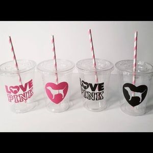 VS Pink Party Straw Cups 16 OZ